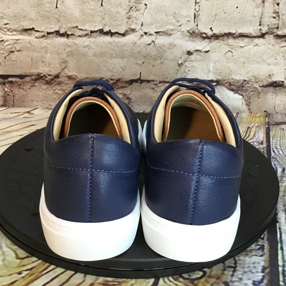 Marc Joseph Youth Blue and Tan Leather Low Top Lace Up Dress Casual Sneakers 6 - Picture 3 of 7